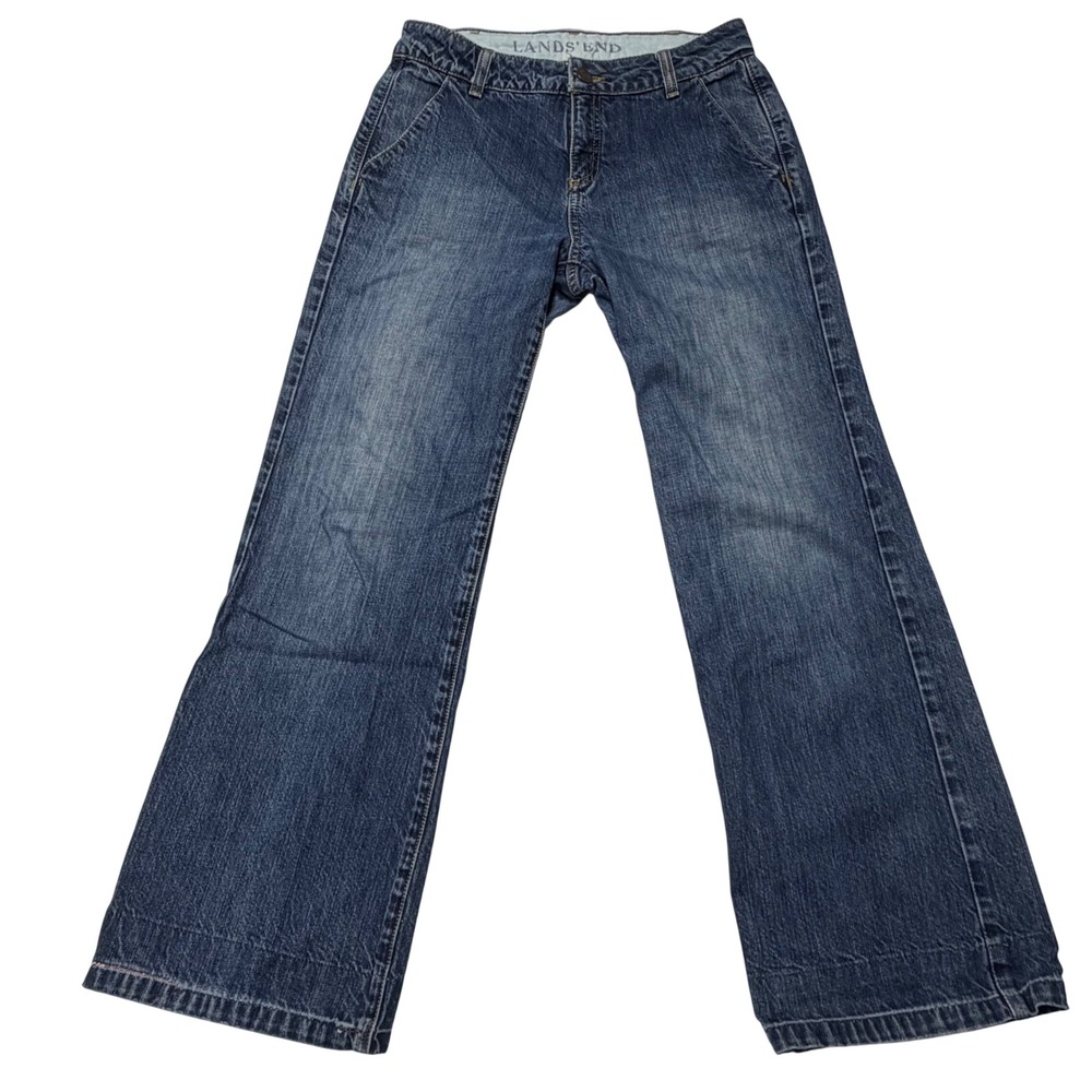 Lands End Womens Bootcut Denim Jeans Classic Waist Original Fit Full Leg Size 2P